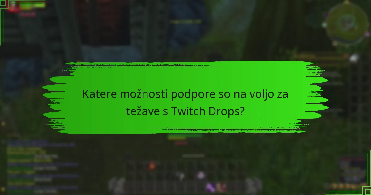 Katere možnosti podpore so na voljo za težave s Twitch Drops?
